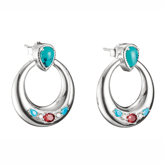 THOMAS SABO stříbrné náušnice Turquoise, White & Red Stones náušnice H2335-405-7