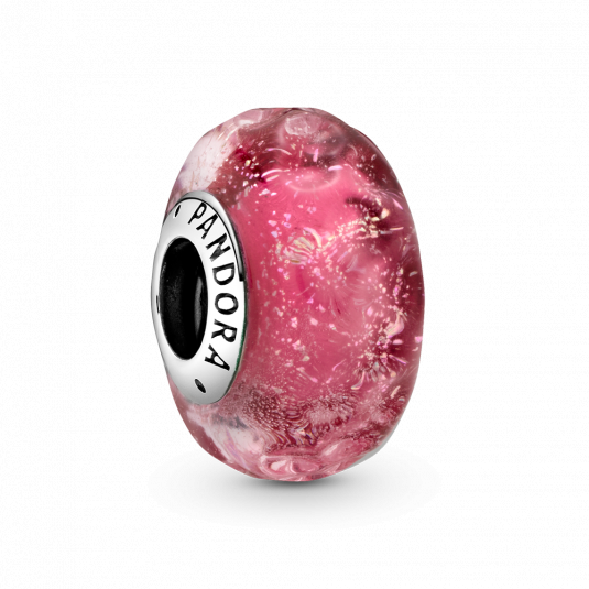 PANDORA korálek Vlnité růžové murano přívěšek 798872C00
