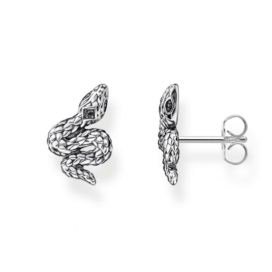 Thomas Sabo Bracciale Bangle Donna In Argento Sterling 925 Annerito Con Teschi E Zirconi Neri - Modello AR083-643-11-M - 2