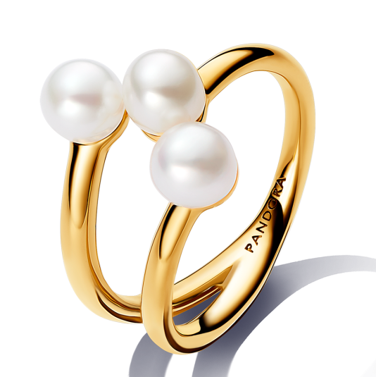 PANDORA ESSENCE pozlacený prsten s perlami prsten 163285C01