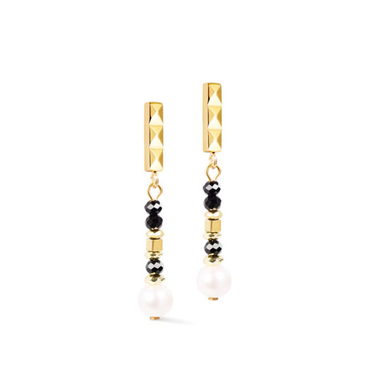 COEUR DE LION náušnice GeoCUBE Astoria Noir Pearl Gold náušnice 1141-21-1300