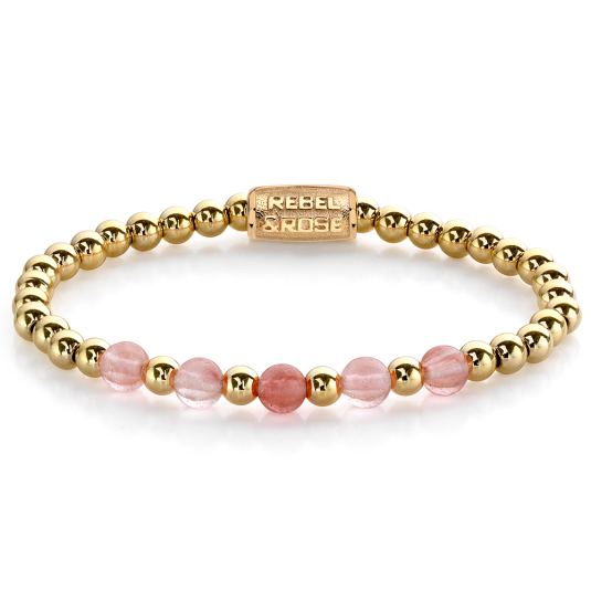 REBEL & ROSE náramek Yellow gold meets Cherry Rose náramek RR-60081-G
