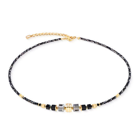 COEUR DE LION náhrdelník Wave Cube Flow gold-black náhrdelník 3044-10-1316