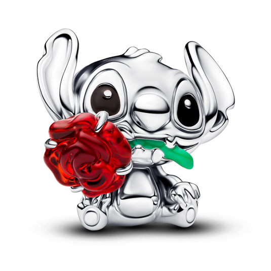 PANDORA Disney korálek Stitch s růží přívěšek 794378C01