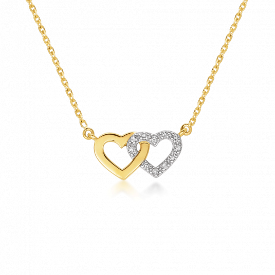 SOFIA DIAMONDS zlatý náhrdelník spojené srdce s diamantem 0,05 ct náhrdelník GEMCS30038-18