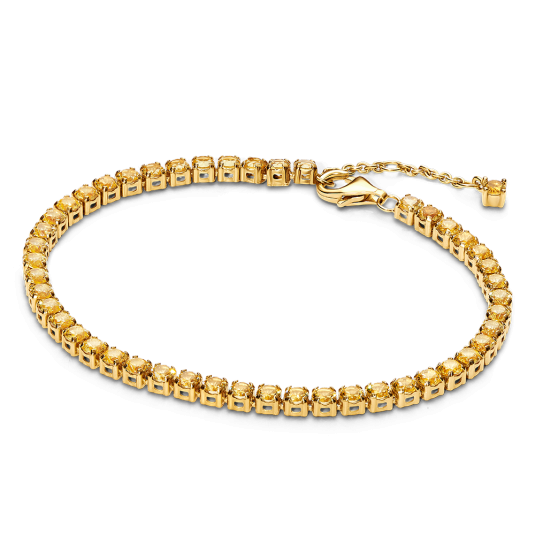 PANDORA pozlacený žlutý tenisový náramek náramek 561469C03