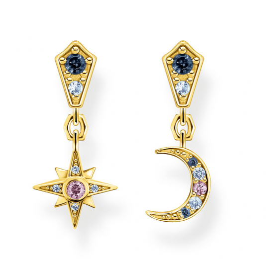 THOMAS SABO náušnice Royalty star & Moon gold náušnice H2207-959-7