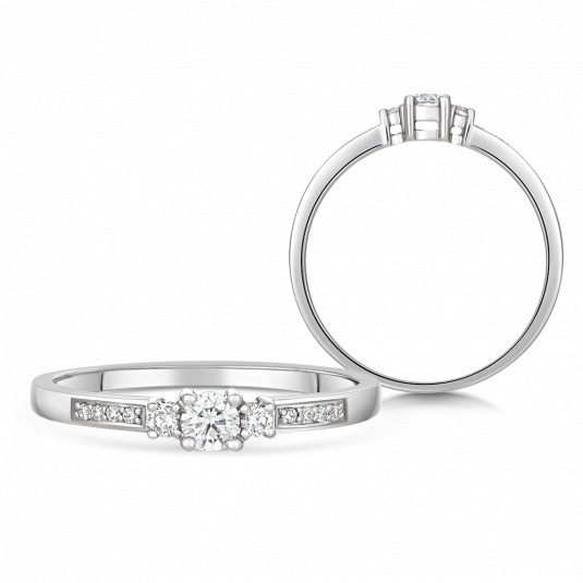 SOFIA DIAMONDS zlatý zásnubní prsten s diamanty 0,12 ct a 0,05 ct H/SI3 na bocích prsten CK50001201855