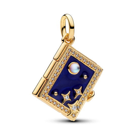 PANDORA pozlacený visící korálek Oversize kouzelná kniha přívěšek 765049C01