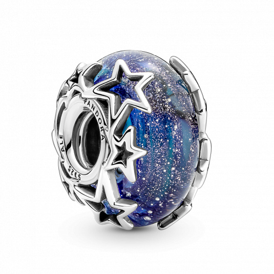 PANDORA korálek murano Galaxie a hvězdy přívěšek 790015C00