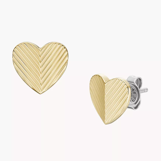 FOSSIL náušnice Harlow Linear Texture Heart Gold-Tone náušnice FOJF04654710