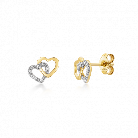 SOFIA DIAMONDS zlaté náušnice spojené srdce s diamantem 0,056 ct náušnice GEMBO27829-13