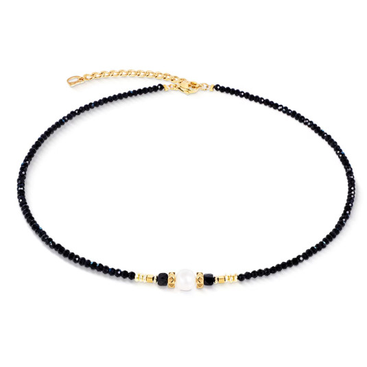 COEUR DE LION náhrdelník GeoCUBE Astoria Noir Pearl Gold náhrdelník 1141-10-1300