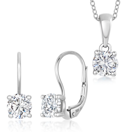 SOFIA zlatý set přívěsek a náušnice bílý topas šperkový set CK32000075655+CK40001905655