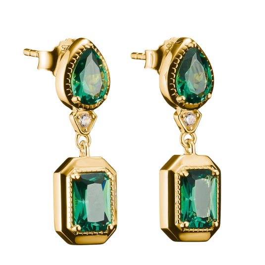 THOMAS SABO pozlacené stříbrné náušnice Green Stones náušnice H2334-971-6
