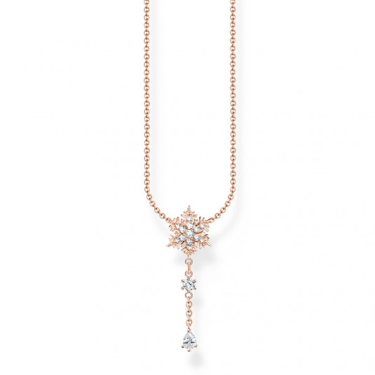 THOMAS SABO náhrdelník Snowflake with white stones rose gold náhrdelník KE2171-416-14-L45