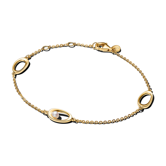 PANDORA ESSENCE pozlacený náramek s perlou a oválnými detaily náramek 564677C01