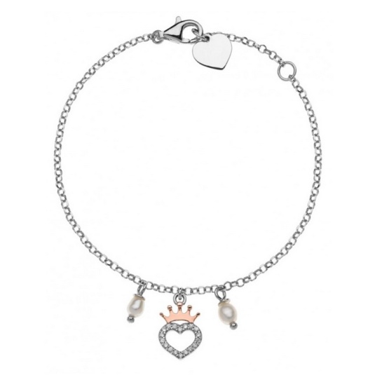 DISNEY stříbrný náramek srdce s korunou náramek BS00009TPZL-55.CS