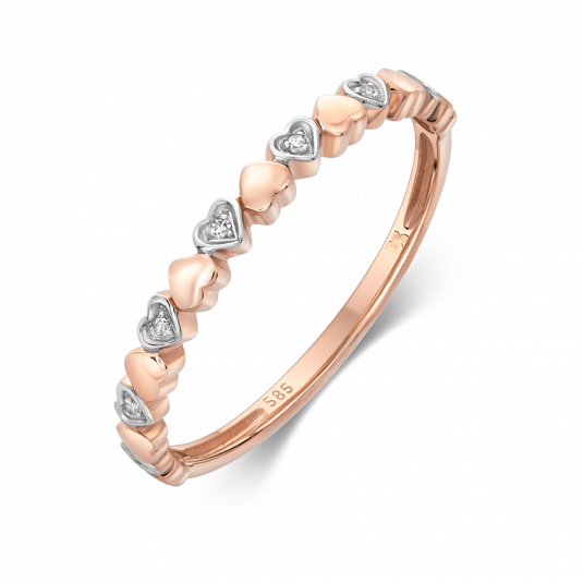 SOFIA DIAMONDS zlatý prsten se srdíčky s diamanty 0,018 ct prsten GEMBG28619-19