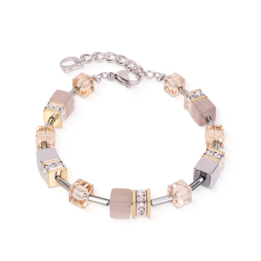 COEUR DE LION náramek GeoCUBE Agate & Hematite grey-gold náramek 4017-30-1216