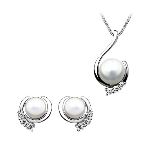 SOFIA perlový stříbrný set náušnice a přívěsek šperkový set AEAP1298Z,WFM/R+AEAE1635Z,WFM/R