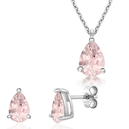 SOFIA zlatý set náhrdelník a náušnice s růženínem šperkový set GEMBO17796-50+GEMCS23680-54