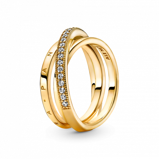 Pandora yellow gold rings on sale