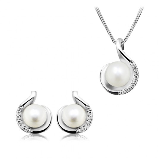 SOFIA perlový stříbrný set náušnice a přívěsek šperkový set AEAP2684Z,WFM/R+AEAE3483Z,WFM/R