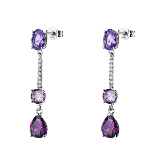 BROSWAY stříbrné náušnice Fancy Magic Purple přívěšek BWFMP133