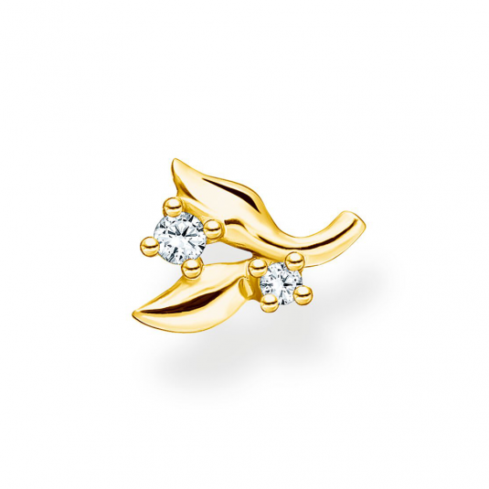 THOMAS SABO kusová náušnice Leaves with white stones gold náušnice H2222-414-14