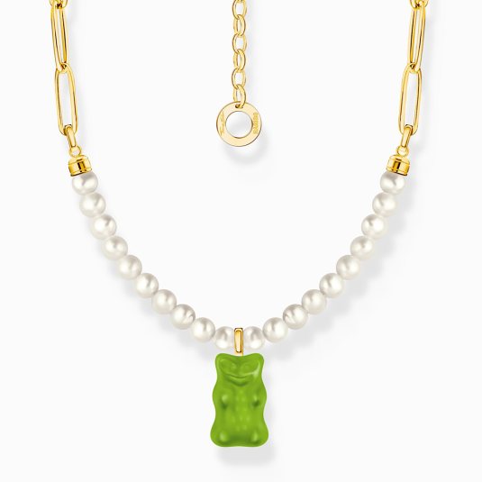 THOMAS SABO x HARIBO náhrdelník Green goldbears & pearls náhrdelník KE2207-430-6