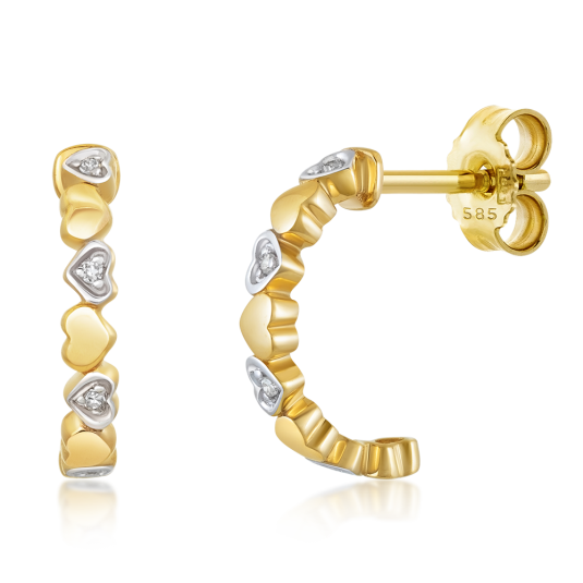 SOFIA DIAMONDS zlaté náušnice půlkruhy srdíčka náušnice GEMBO28623-17