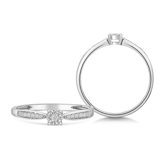 SOFIA DIAMONDS zlatý zásnubní prsten s diamanty 0,035 ct a 12 x 0,004 ct prsten UDRG77470W-H-I1