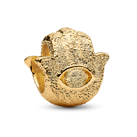 PANDORA pozlacený mini korálek Hamsa přívěšek 764042C00