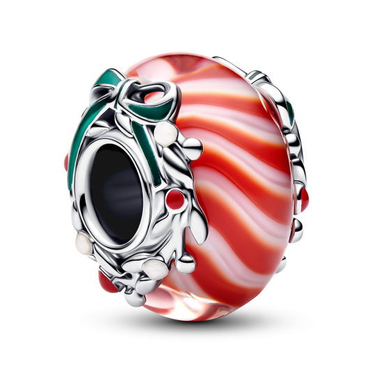 PANDORA korálek Vánoční murano přívěšek 794252C01