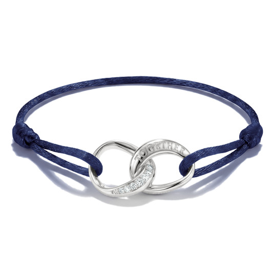 THOMAS SABO textilní tmavomodrý náramek Together with white zirconia náramek A2236-051-32