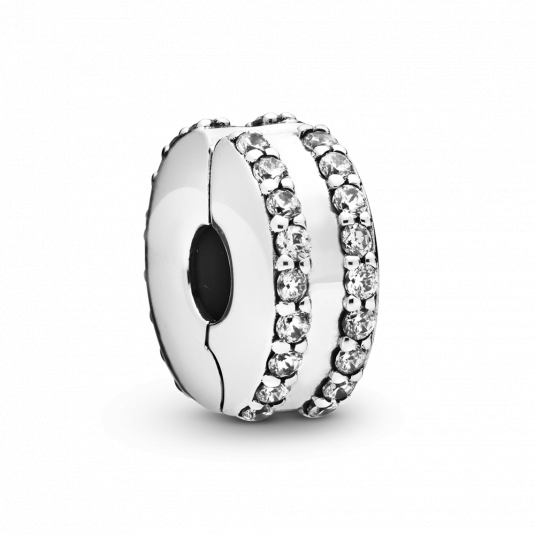 PANDORA korálek Dvouřadý klipový přívěsek s pavé detaily přívěšek 798422C01