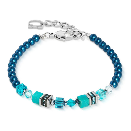 COEUR DE LION náramek GeoCUBE® Princess Teal Glow silver náramek 2103-30-0624