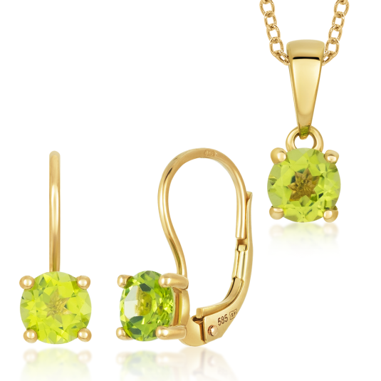 SOFIA zlatý set přívěsek a náušnice peridot šperkový set CK32000079850+CK40001909850