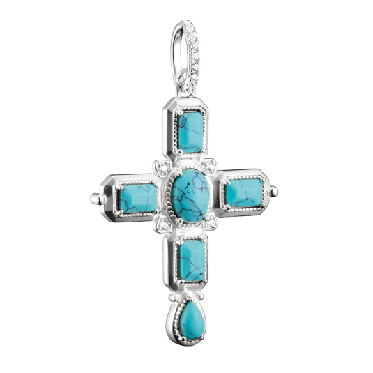 THOMAS SABO přívěsek Cross Pendant Imitation Turquoise přívěšek PE987-405-17