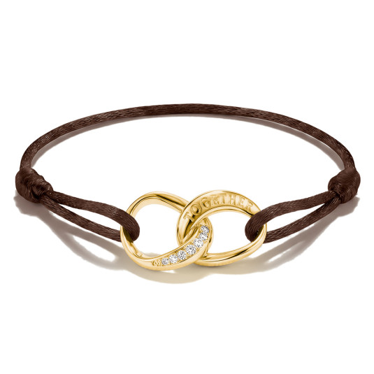 THOMAS SABO textilní hnědý náramek Together with white zirconia náramek A2236-M03-2