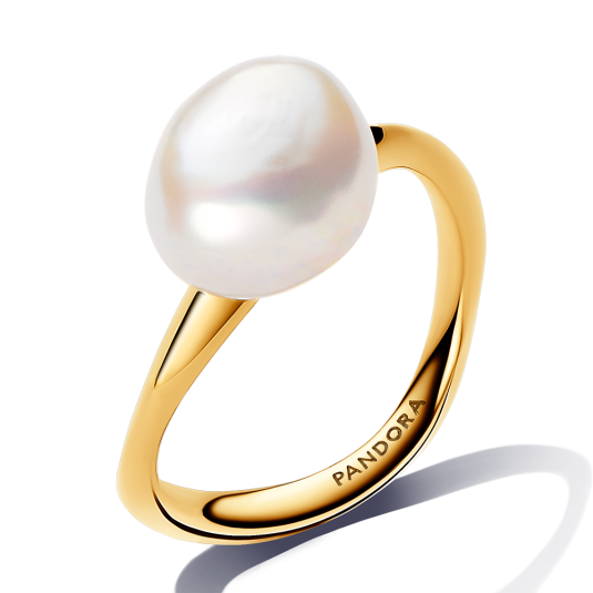 PANDORA ESSENCE pozlacený prsten s perlou prsten 163293C01