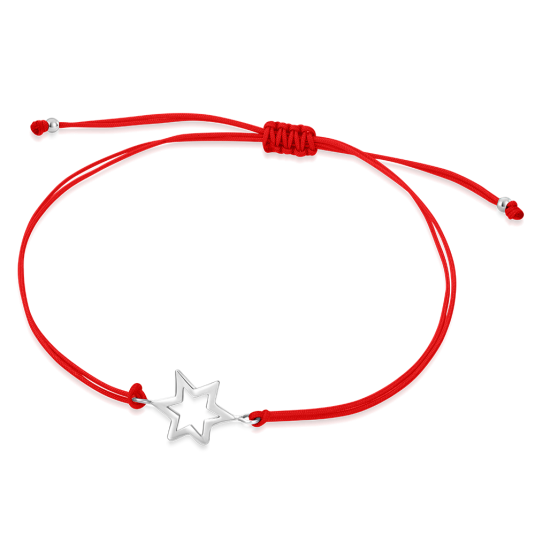 SOFIA červená šňůrka se stříbrnou hvězdou náramek WEW0802-B-RED
