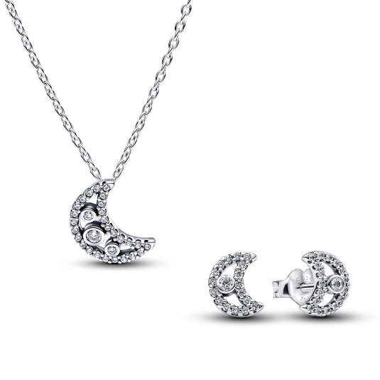 PANDORA set náhrdelník a náušnice Měsíc šperkový set 394259C01-50+294257C01