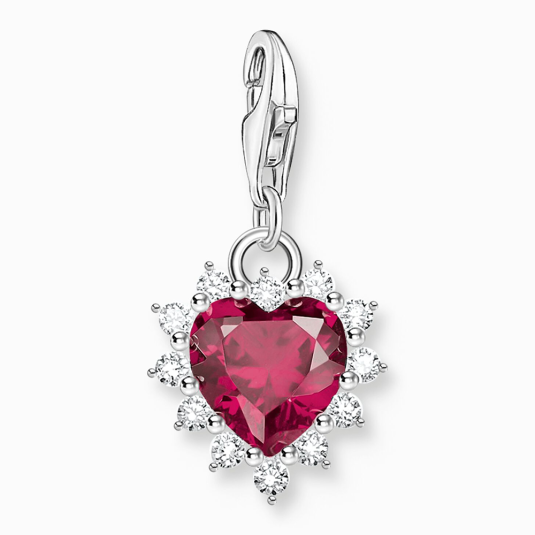THOMAS SABO přívěsek charm Silver heart with red stone přívěšek 2204-013-10