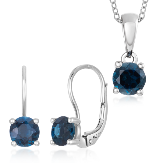 SOFIA zlatý set přívěsek a náušnice modrý topas šperkový set CK32000074855+CK40001904855