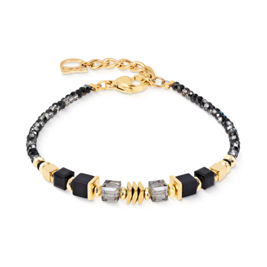 COEUR DE LION náramek GeoCUBE Wave Cube Flow gold-black náramek 3044-30-1316