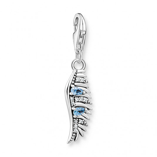 THOMAS SABO přívěsek charm Feather with blue stones silver přívěšek 1905-644-1