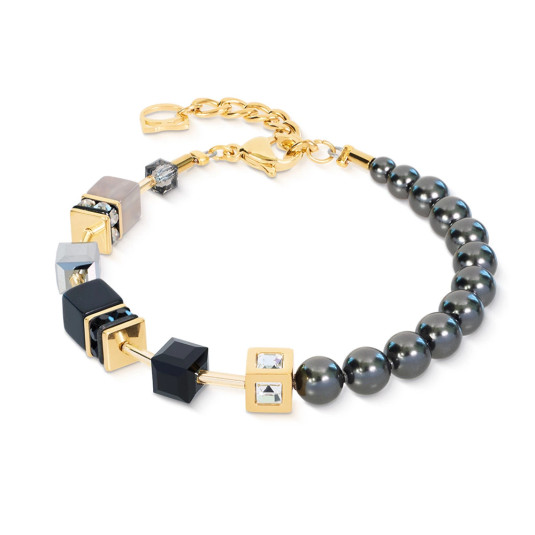 COEUR DE LION náramek GeoCUBE Precious Fusion Pearls Anthracite Glow náramek 5086-30-1216
