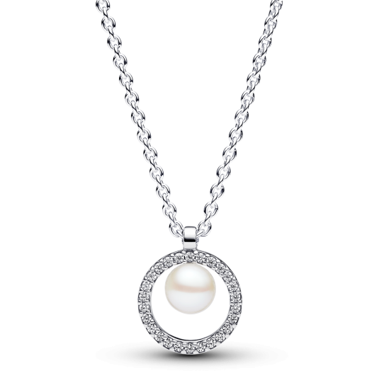 PANDORA náhrdelník Perla a pavé zirkony náhrdelník 393165C01-45